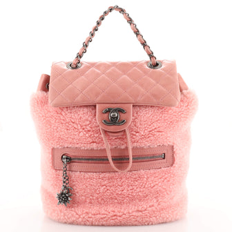 Chanel Mountain Backpack Shearling with Quilted Calfskin Small