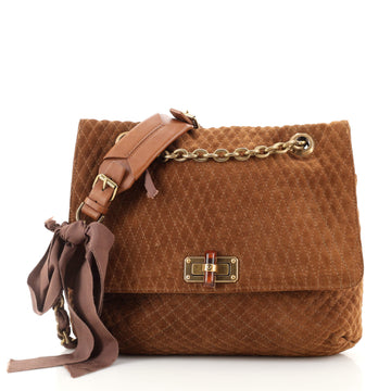 Lanvin Happy Bag Crossbody Quilted Suede Medium