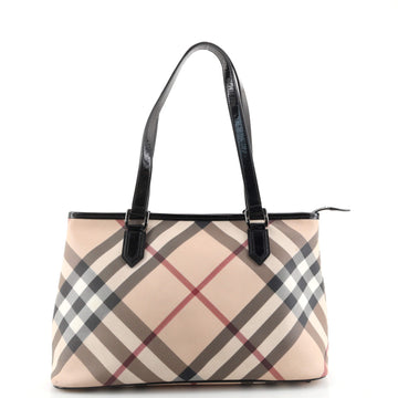 Burberry Nickie Tote Nova Check Coated Canvas Small