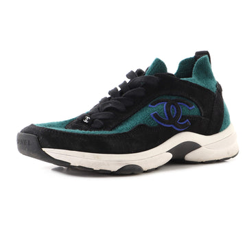 Chanel Women's CC Low-Top Sneakers Suede and Knit Fabric