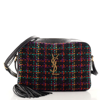 Saint Laurent Lou Camera Bag Matelasse Chevron Tweed and Leather Small