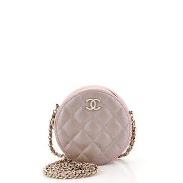Chanel Round Clutch with Chain Quilted Iridescent Caviar Mini