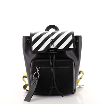 Off White Binder Flap Backpack Printed Leather Small