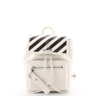 Off White Binder Flap Backpack Printed Leather Small