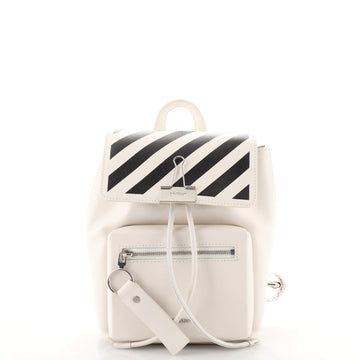 Off White Binder Flap Backpack Printed Leather Small