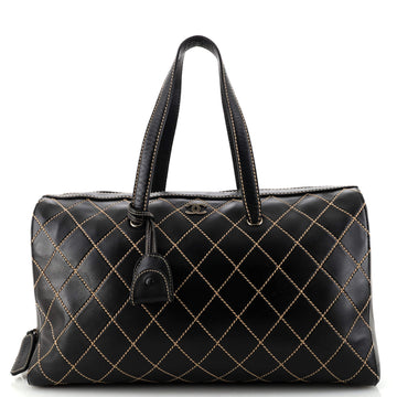 Chanel Surpique Boston Bag Quilted Leather XL