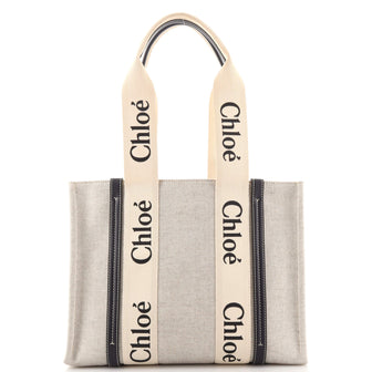 Chloe Woody Tote Canvas with Leather Medium