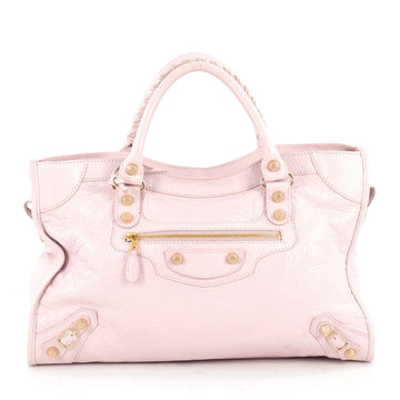 Balenciaga City Giant Studs Handbag Leather Medium Pink 1895712