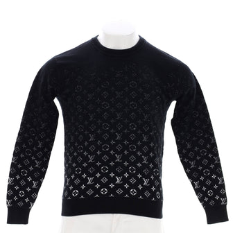 Louis Vuitton Men's Crew Neck Sweater Monogram Degrade Cotton Black 1895832