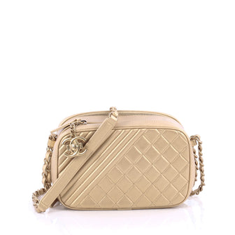 Chanel Coco Boy Camera Bag Quilted Leather Small Gold 1896001