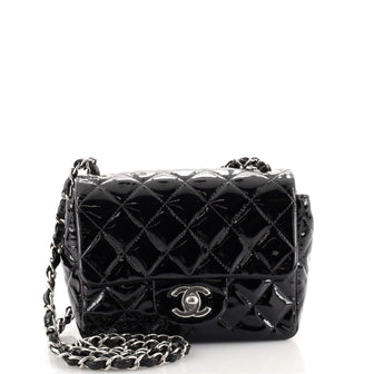 Chanel Square Classic Single Flap Bag Quilted Patent Mini