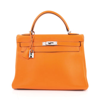 Hermes Kelly Handbag Orange Swift with Palladium 1896204