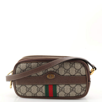 Gucci Ophidia Triple Zip Crossbody Bag GG Coated Canvas Mini
