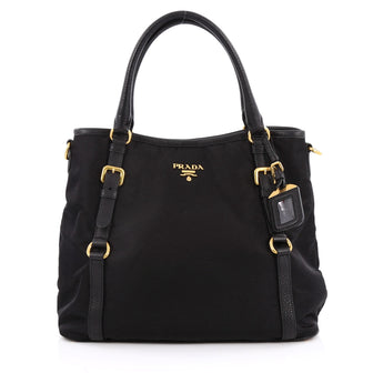 Prada Convertible Belted Tote Tessuto Large Black