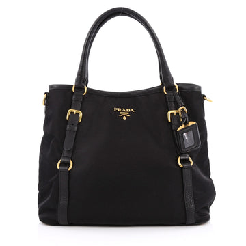 Prada Convertible Belted Tote Tessuto Large Black