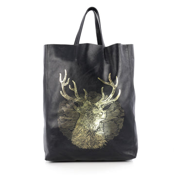 Celine Vertical Cabas Tote Printed Leather Large Black