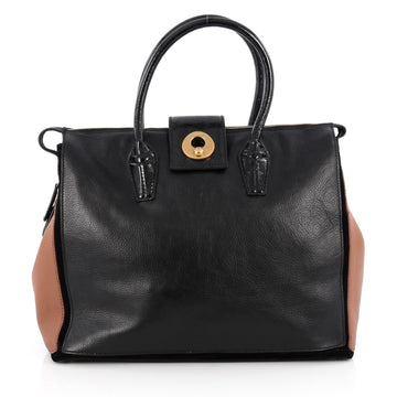 Saint Laurent Bicolor Muse Two Cabas Leather Black