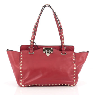Valentino Rockstud Tote Soft Leather Small Red 1896828