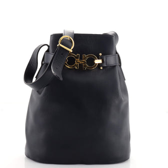 Salvatore Ferragamo Vintage Gancini Bucket Bag Leather Medium