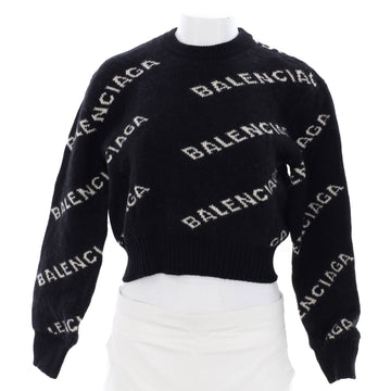 Balenciaga Women's Allover Logo Sweater Wool Blend