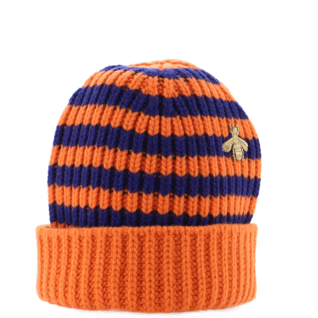 美品　グッチ GUCCI 　ビー　スター マフラー 蜂 星 　ウール オレンジ Gucci Bee Beanie Knit Wool Medium 189695