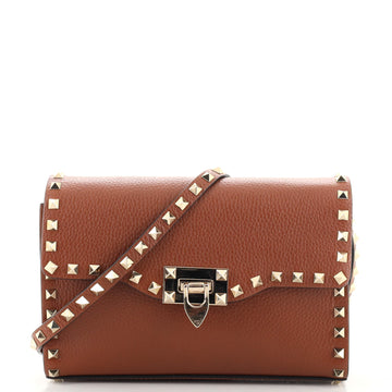 Valentino Garavani Rockstud Flip Lock Flap Bag Leather Medium