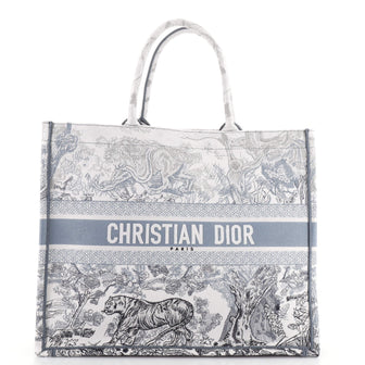 Christian Dior Book Tote Embroidered Canvas Large