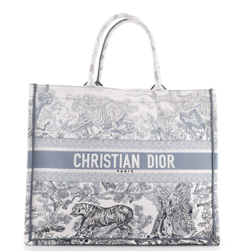 Christian Dior Book Tote Embroidered Canvas Large