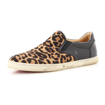 Christian Louboutin Women's Master Key Flat Sneakers Printed Pony Hair with Leather