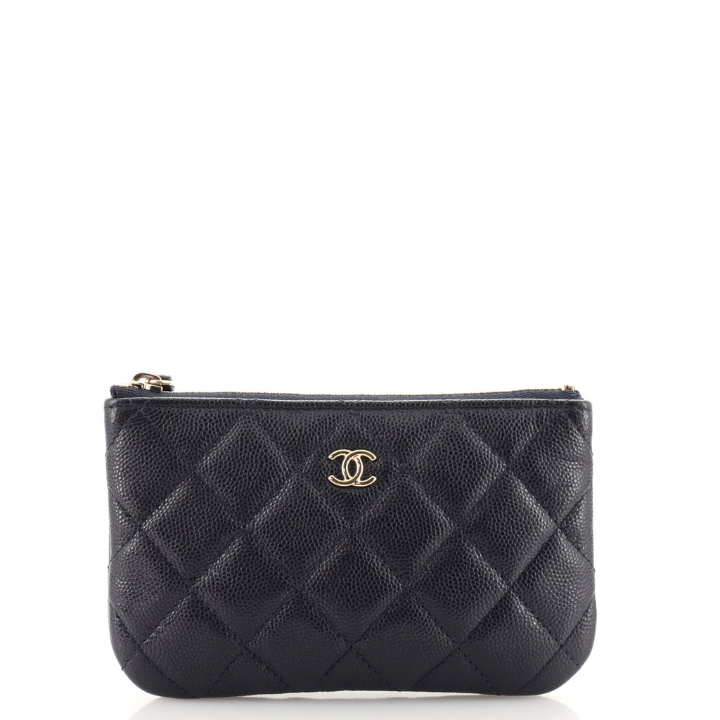Chanel Classic O Case Pouch Quilted Caviar Mini Blue 1897781