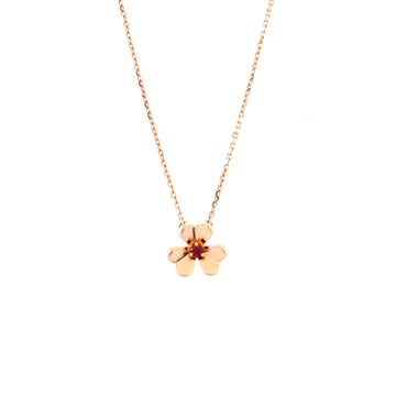 Van Cleef & Arpels Frivole Pendant Necklace 18K Rose Gold with Ruby Mini