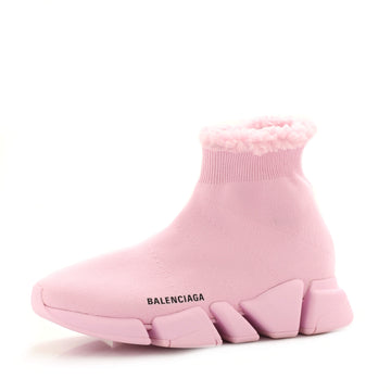 Balenciaga Women's Speed 2.0 Sneakers Recycled Knit and Faux Fur