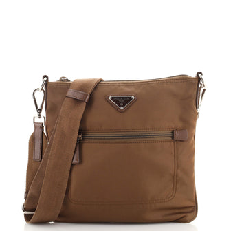 Prada Front Pocket Messenger Bag Tessuto with Leather Small