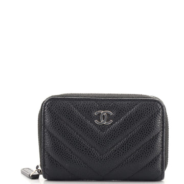 Chanel Zip Around Wallet Chevron Caviar Small