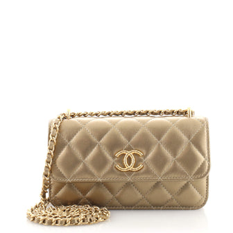 Chanel CC Flap Phone Holder with Chain Quilted Lambskin Mini