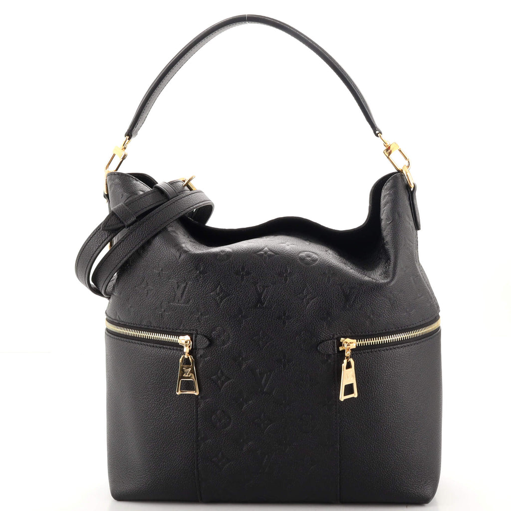 Louis Vuitton Black Leather Monogram Empreinte Melie Hobo Bag
