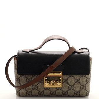 Gucci Padlock Convertible Top Handle Bag GG Coated Canvas and Leather Mini