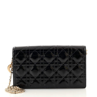 Christian Dior Lady Dior Clutch on Chain Cannage Quilt Patent