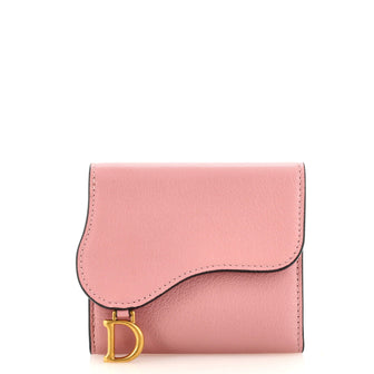 Christian Dior Saddle Flap Wallet Leather Mini