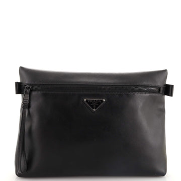 Prada Zip Clutch Leather Medium