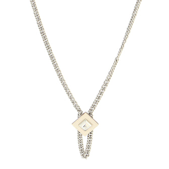 Hermes Gourmette Equestre Pendant Necklace Leather with Metal Small
