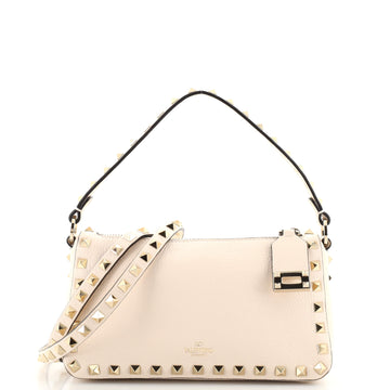 Valentino Garavani Rockstud Zipper Pull Lock Crossbody Bag Grainy Leather Small