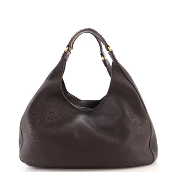 Bottega Veneta Campana Hobo Leather with Intrecciato Detail Large