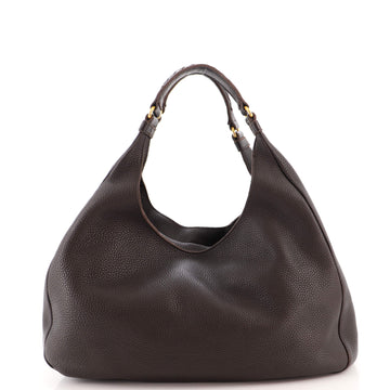 Bottega Veneta Campana Hobo Leather with Intrecciato Detail Large
