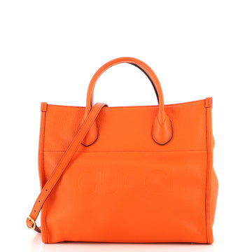 Gucci Logo Tote Embossed Leather Small