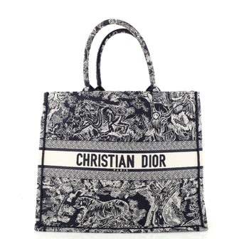Christian Dior Book Tote Embroidered Canvas Large