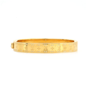 Louis Vuitton Nanogram Cuff Bracelet Metal with Strass Gold 189914238