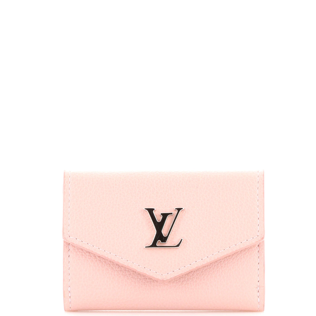 LOUIS VUITTON Calfskin Lockmini Wallet Black Cream Pink 1135161