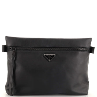 Prada Zip Clutch Leather Medium