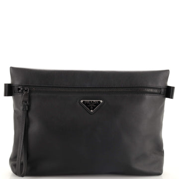 Prada Zip Clutch Leather Medium